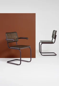 Freischwinger S32V Rattan rotbraun