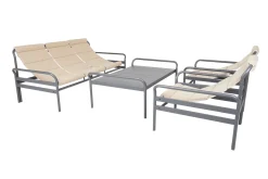 Gartenbank 3-Sitzer Sling grau-natur