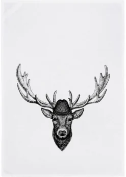 Geschirrtuch Hirsch mit Hut