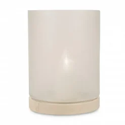 Glaswindlicht Aran auf Holzfuß weiss XL