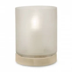 Glaswindlicht Aran auf Holzfuß L