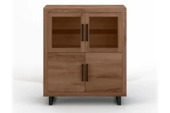 Highboard Nature mit Glas Eiche H 140 cm