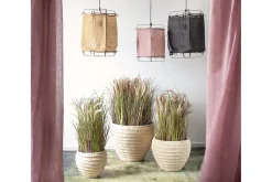 Hängelampe Grisha Leinen gelb H 50cm