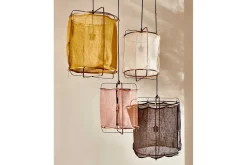 Hängelampe Grisha Leinen rosa H 40cm