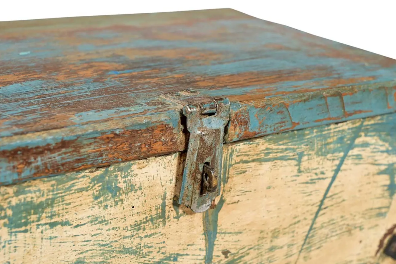 Holztruhe Vintage blau