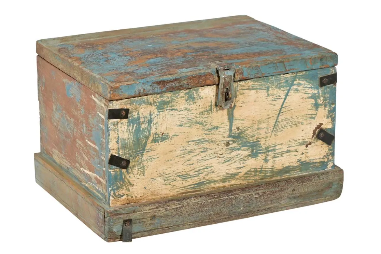 Holztruhe Vintage blau