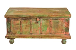 Holztruhe Vintage natur mit bunter Restpatina