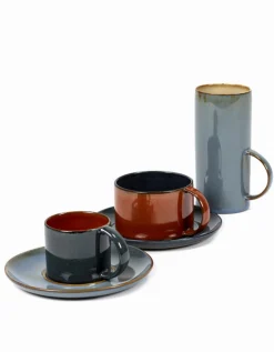 Kaffeetasse Terres de Reves dunkelblau rot