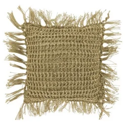 Kissen Fussel taupe mit Fransen