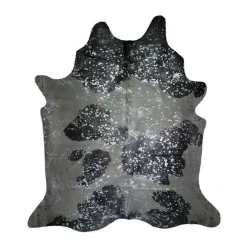 Kuhfell Metallic silber auf schwarz weiss ca 3-5 qm