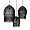 Lampenschirm Isla Rattan schwarz 3er Set