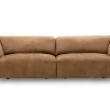 Ledersofa mit Wippfunktion Swing braun