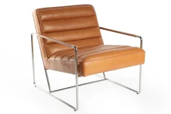 Lounge Sessel Marco Century Leder hellbraun