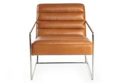 Lounge Sessel Marco Century Leder hellbraun