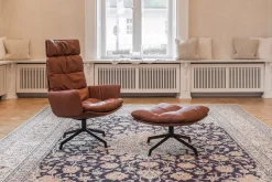 Loungesessel Arva mit Kopfstütze Leder braun