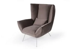 Loungesessel Evelin Velvet mit dem Sonderfuß chrome matt