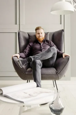 Loungesessel Evelin Velvet mit dem Sonderfuß chrome matt