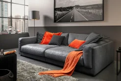 Loungesofa Ken Leder anthrazit