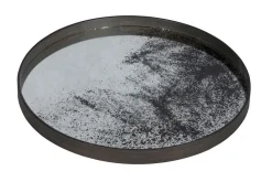 Notre Monde Tablett rund schwarz silber D 61 cm