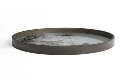 Notre Monde Tablett rund schwarz silber D 61 cm