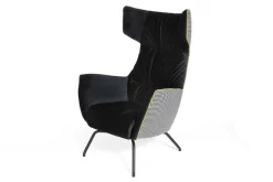Ohrensessel Michel Samt schwarz