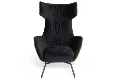 Ohrensessel Michel Samt schwarz