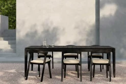 Outdoortisch Bok Teak schwarz 162 cm