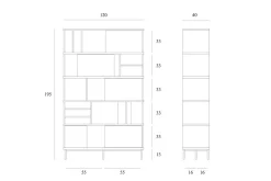 Regal Oscar Teak massiv H 195 cm