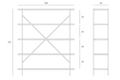 Regal Rise Eiche Metall H 165 cm
