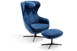 Relaxsessel Shark Samt blau (ohne Fusshocker)