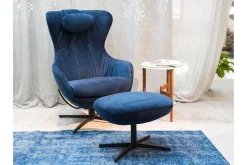 Relaxsessel Shark Samt blau (ohne Fusshocker)