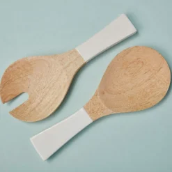 Salatbesteck Holz weiß kurz