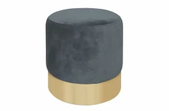 Samthocker Ella rund anthrazit/gold