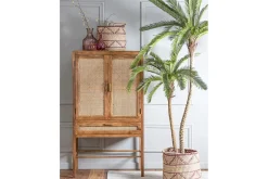 Schrank Nele Massivholz mit Rattan H 160 cm