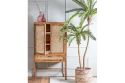 Schrank Nele Massivholz mit Rattan H 160 cm