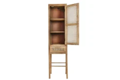 Schrank Nele Teak Holz Rattan H 180 cm
