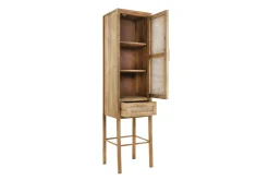 Schrank Nele Teak Holz Rattan H 180 cm