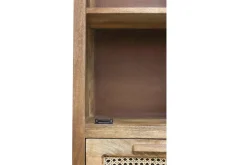 Schrank Nele Teak Holz Rattan H 180 cm
