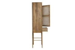 Schrank Nele Teak Holz Rattan H 180 cm