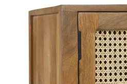 Schrank Nele Teak Holz Rattan H 180 cm
