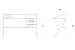 Schreibtisch Origami Eiche schwarz B 135 cm