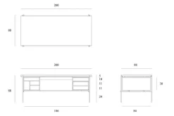 Schreibtisch Oscar Teak Metall B 200 cm