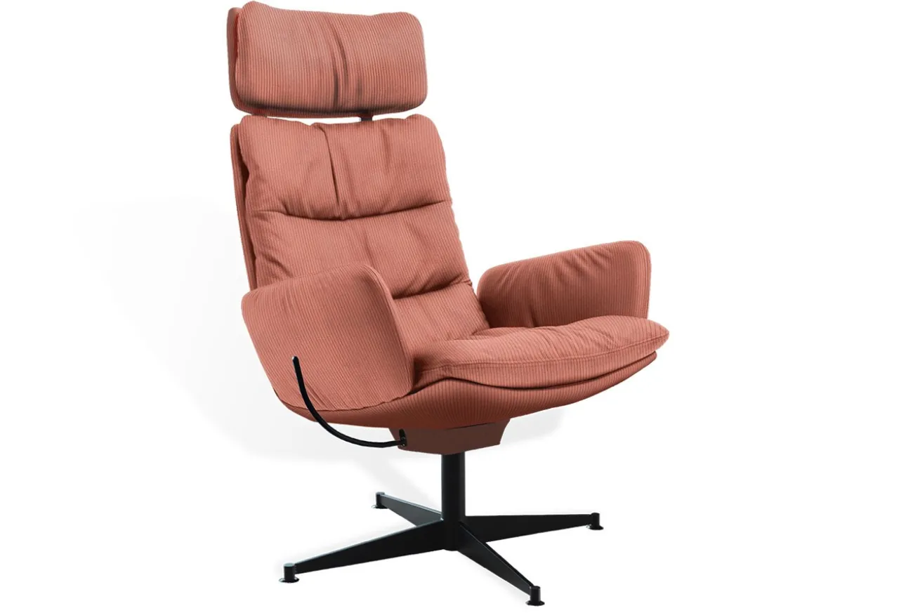 Sessel Arva Lounge Cord altrosa drehbar