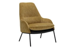 Sessel Dolly Stoff mit Leder mustard