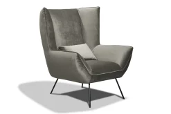 Sessel Evelin Samt blau Beine schwarz