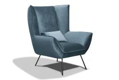 Sessel Evelin Samt blau Beine schwarz