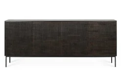 Sideboard Grooves Teak massiv B 202 cm