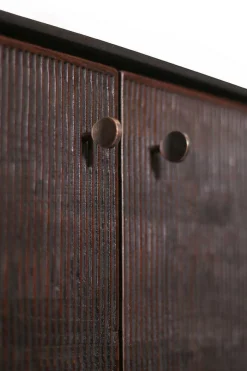 Sideboard Grooves Teak massiv B 202 cm