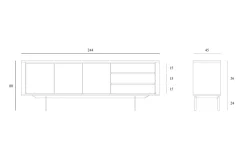 Sideboard Oak Shadow Eiche massiv B 224 cm