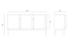 Sideboard Stairs Eiche schwarz B 150 cm